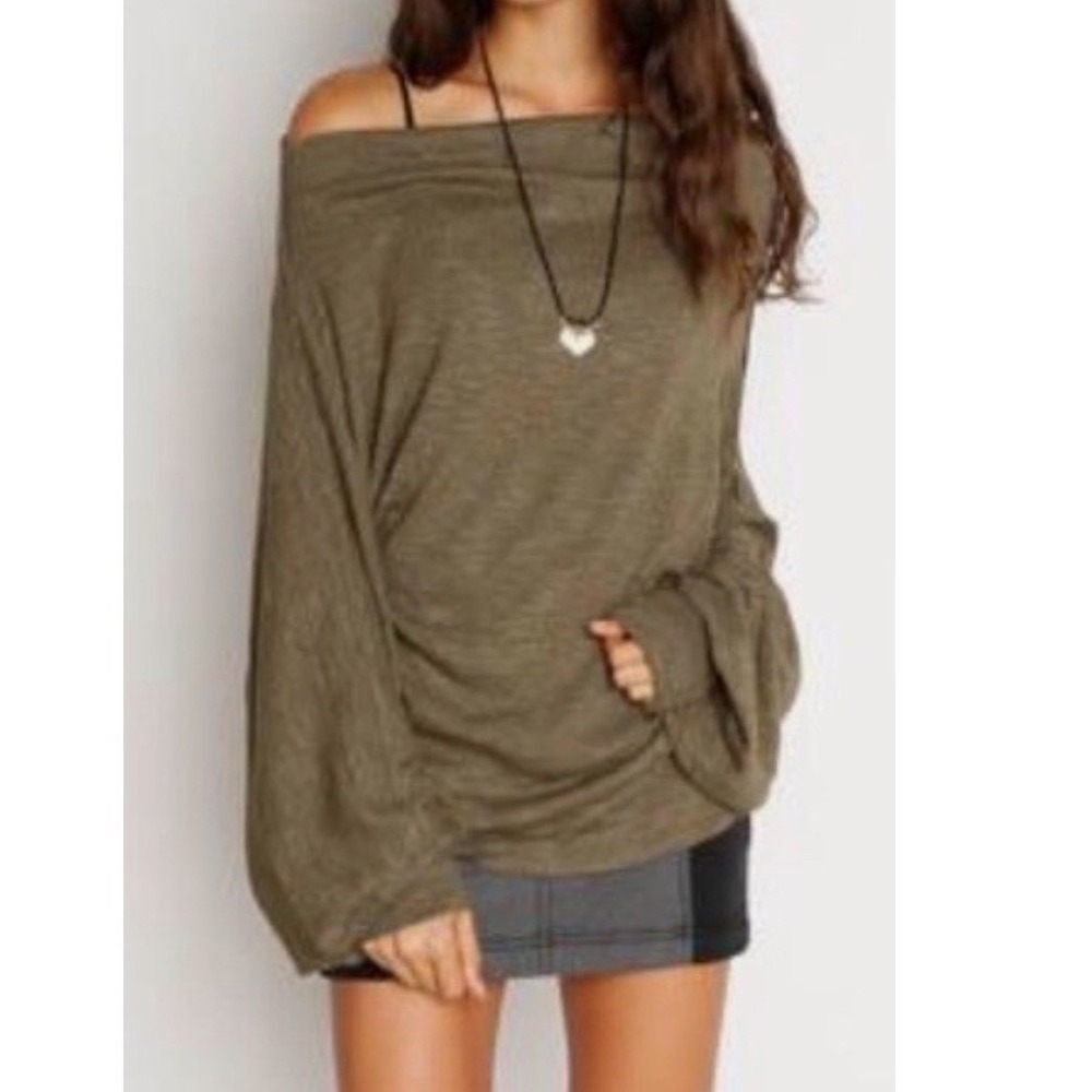 We The Free/Free People Olive Green Skyline Thermal with Dolman Sleeve - Medium